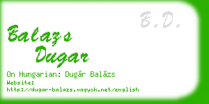 balazs dugar business card