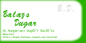 balazs dugar business card